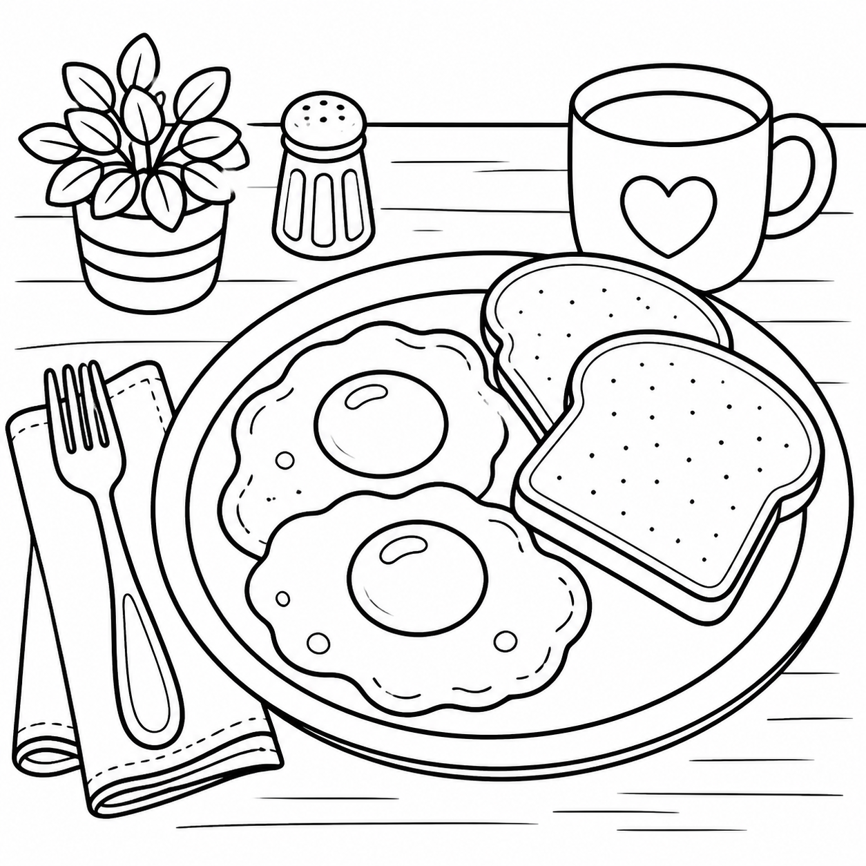 Cafe da manha com ovos para colorir para colorir