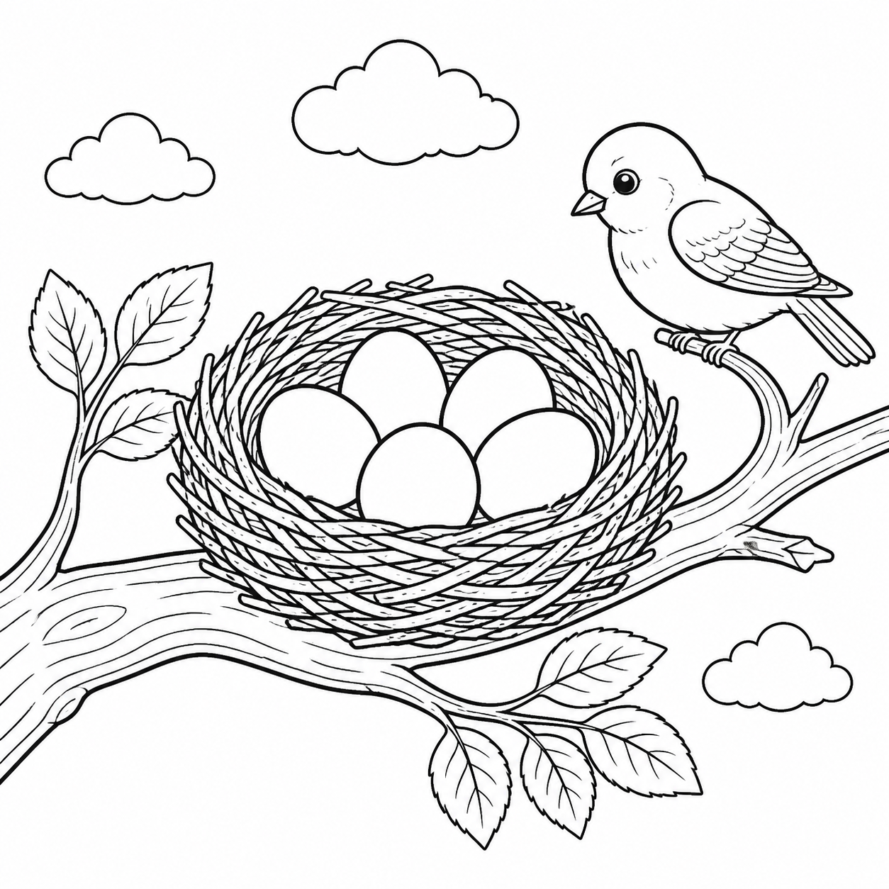 Ninho com ovos para colorir para colorir