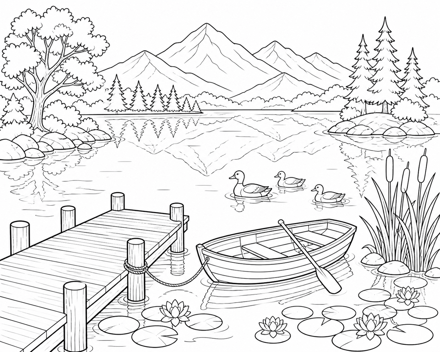 Paisagem com lago para colorir para colorir