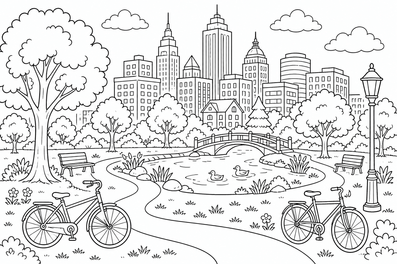 Paisagem da cidade para colorir para colorir