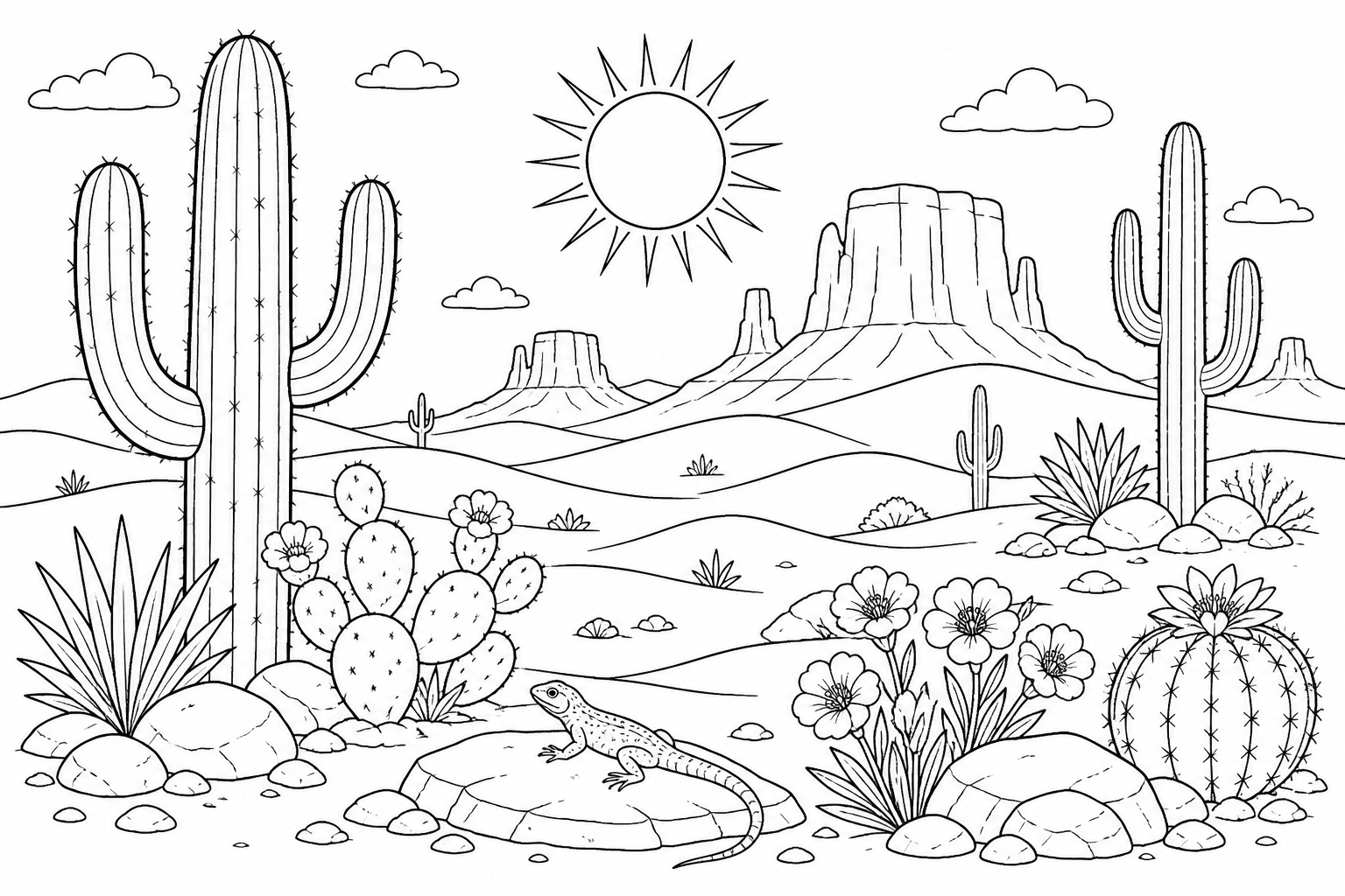 Paisagem do deserto para colorir para colorir