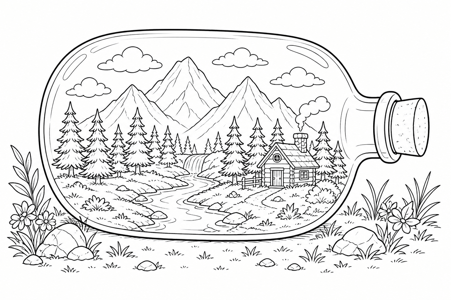 Paisagem na garrafa para colorir para colorir