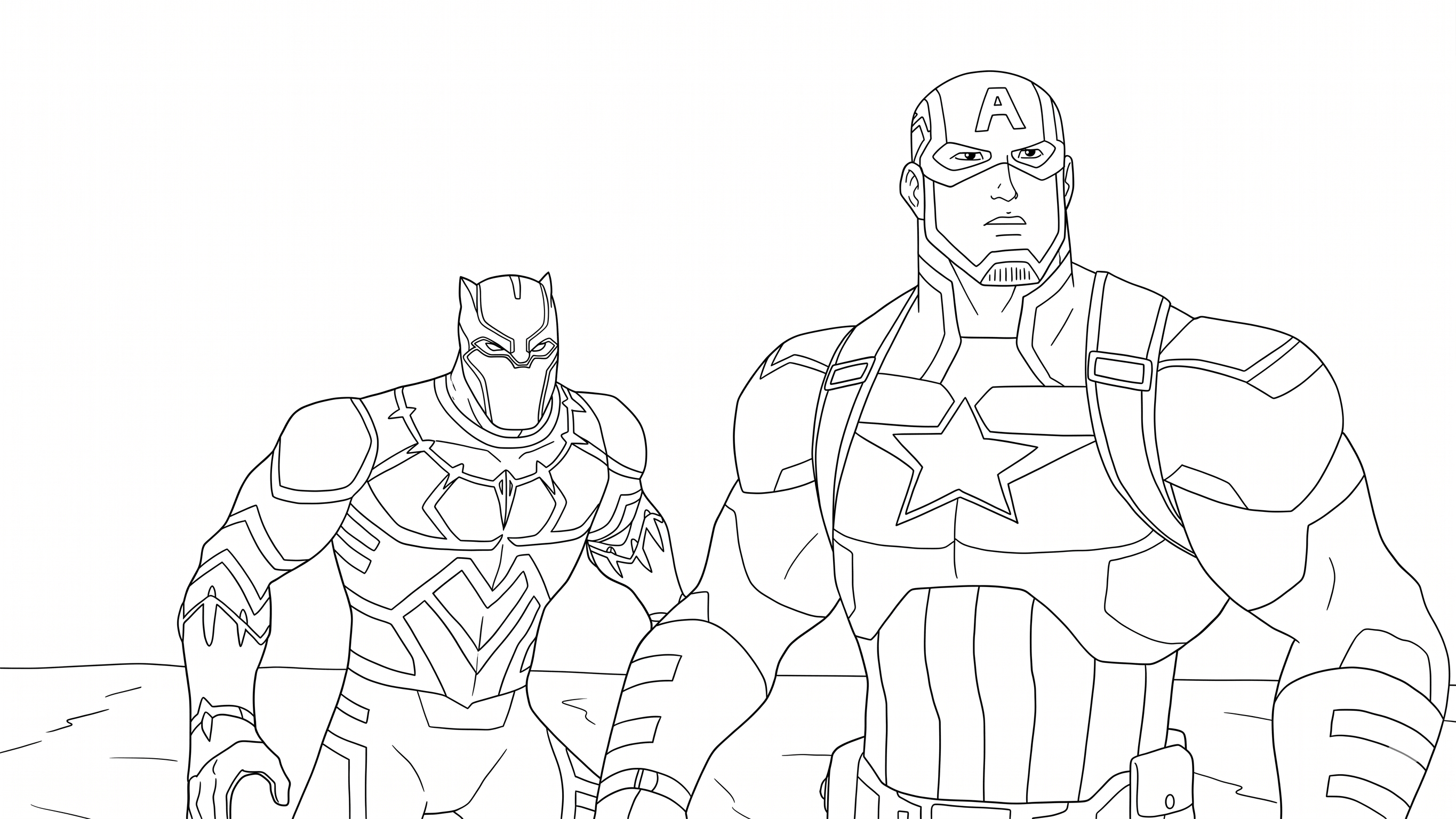Pantera negra e capitao america para colorir para colorir