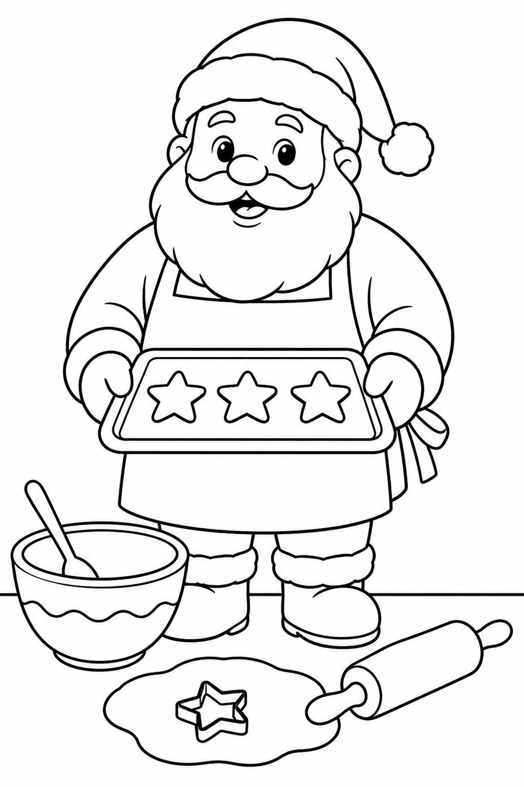 Papai noel assando biscoitos para colorir para colorir