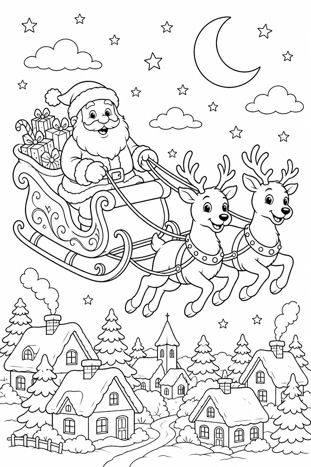 Papai noel no treno para colorir para colorir