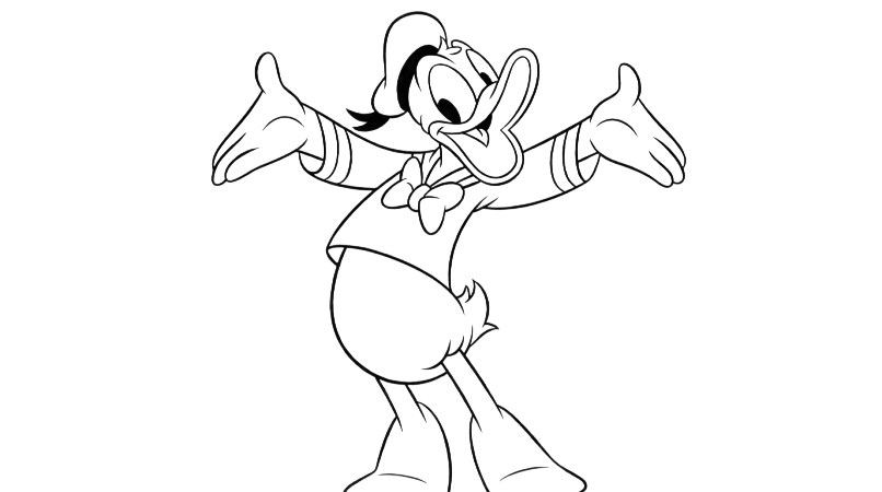 Pato donald feliz para colorir para colorir