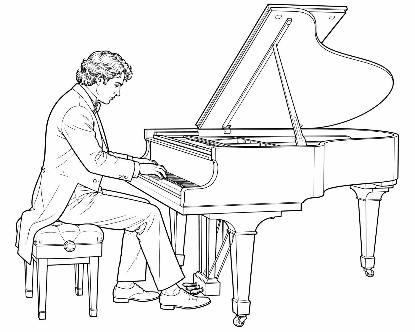 Pianista para colorir para colorir