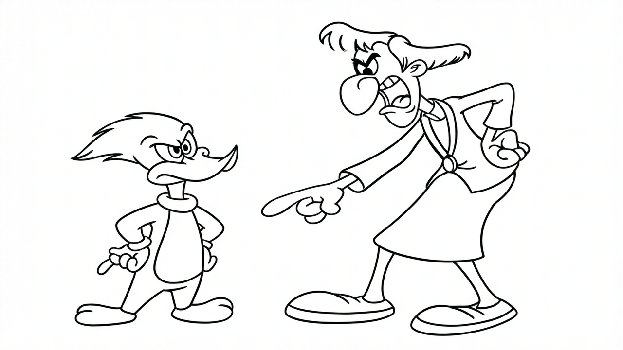 Pica pau e meany ranhenenta para colorir para colorir
