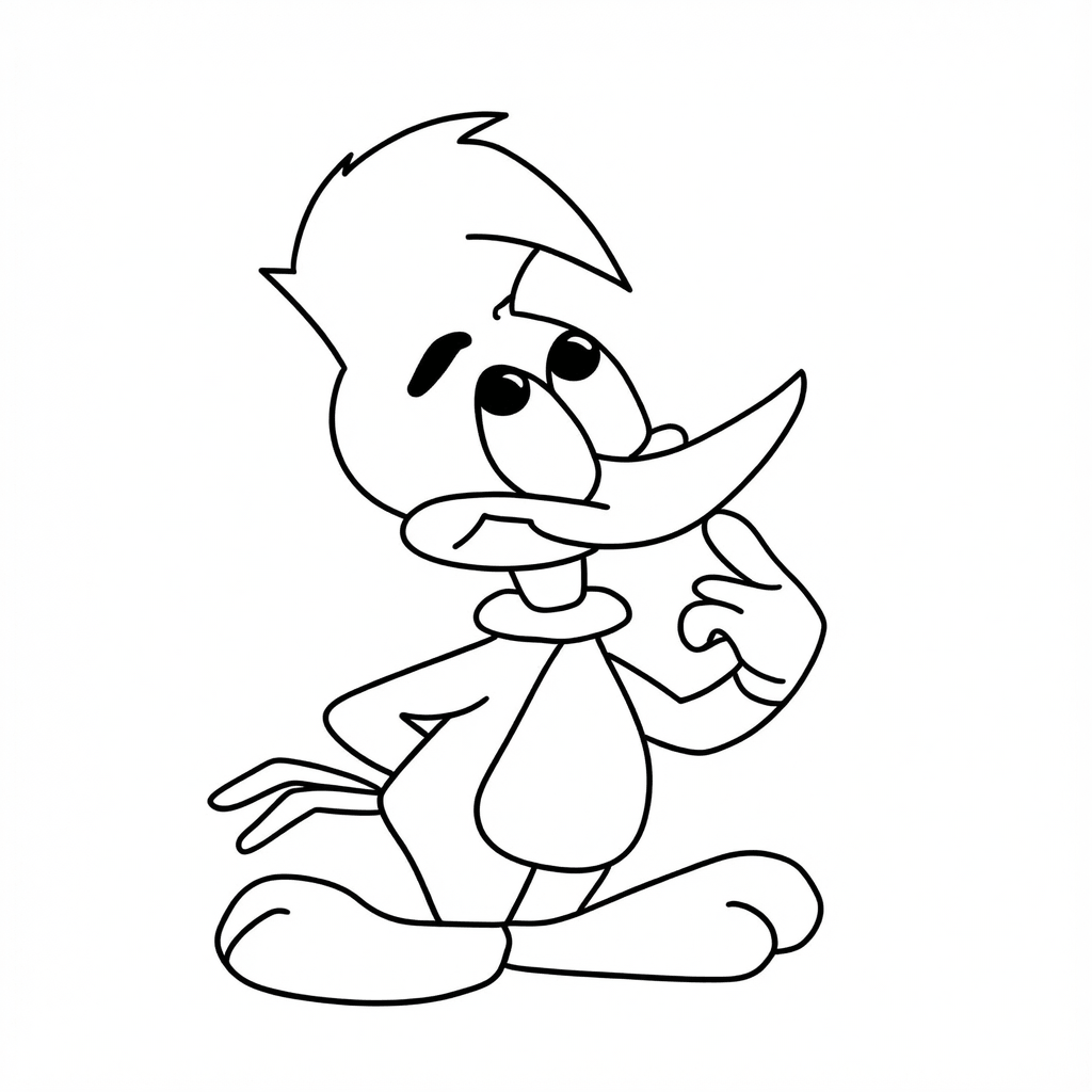 Pica pau em duvida para colorir para colorir