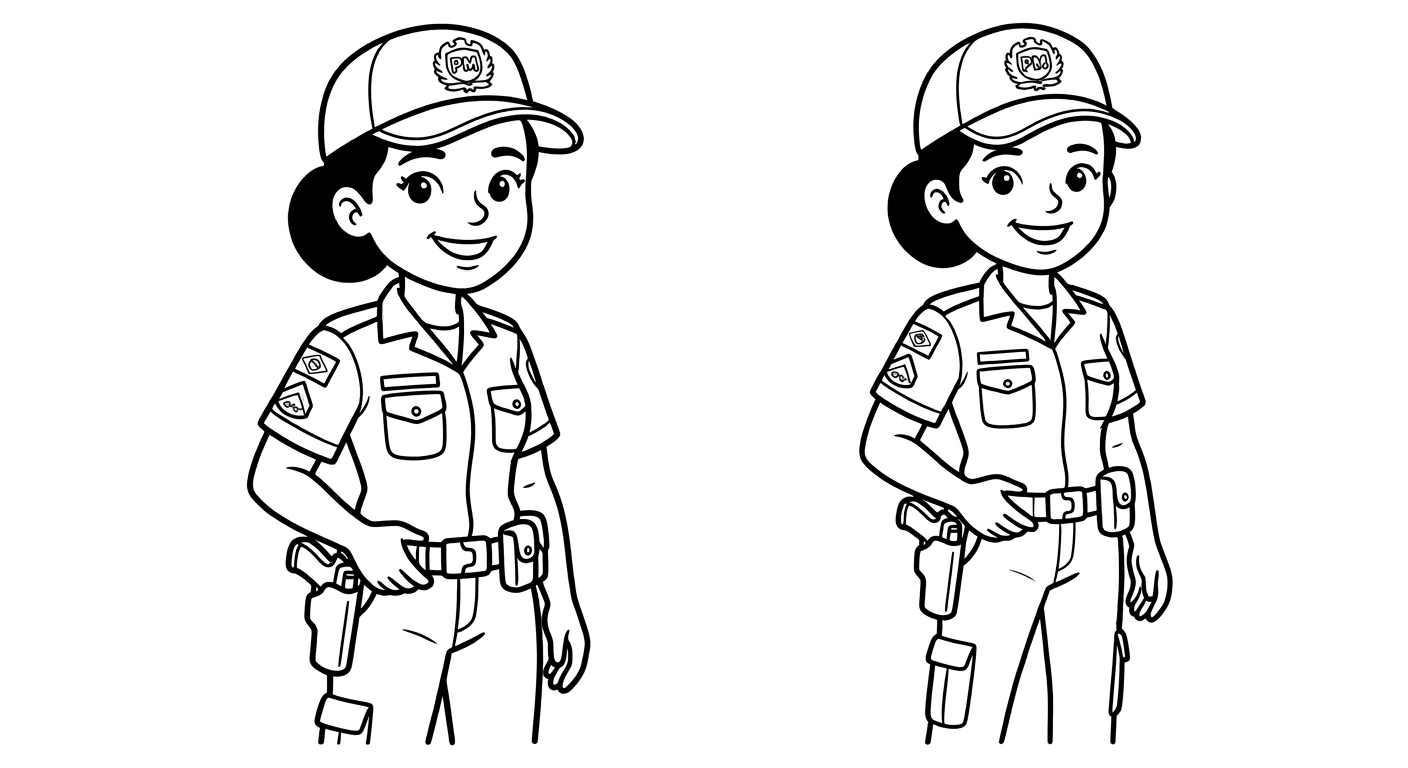 Policial feminina para colorir para colorir