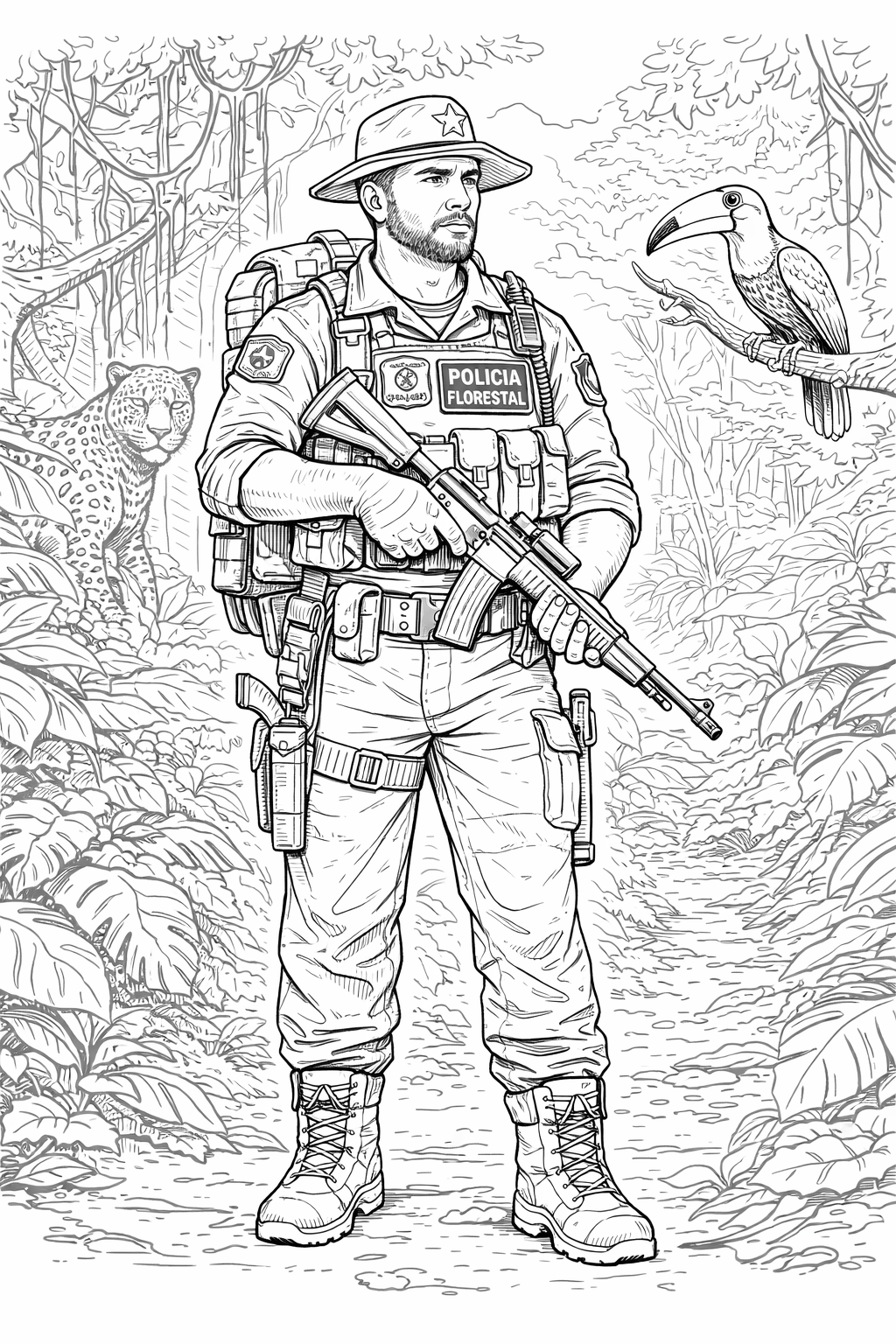 Policial florestal para colorir para colorir