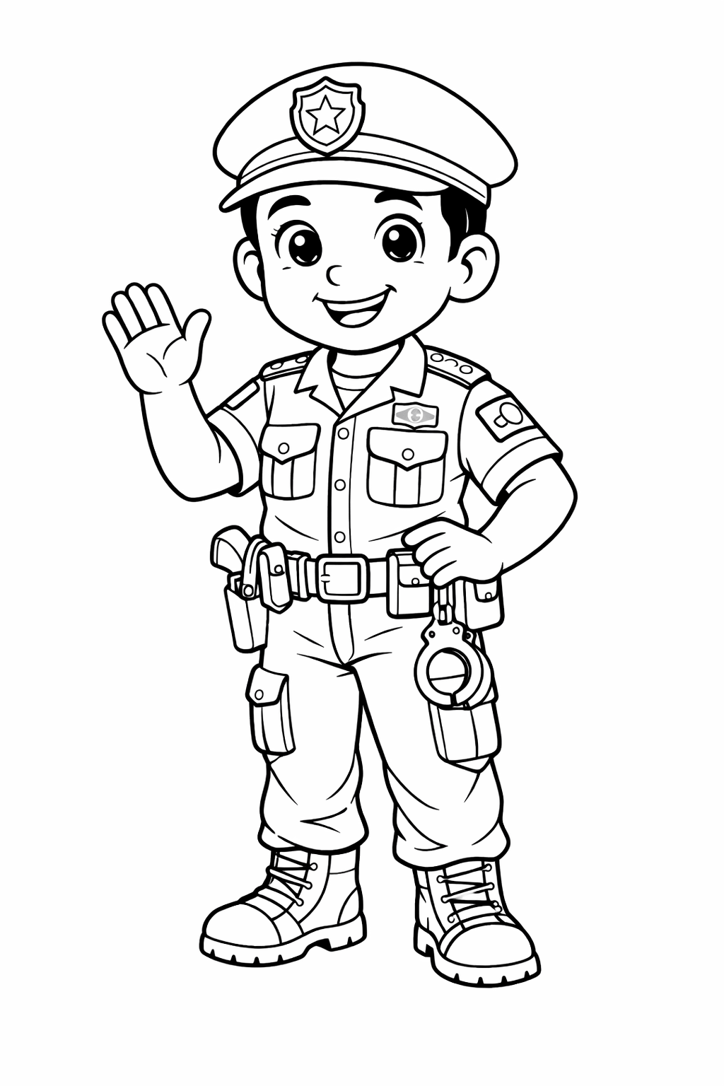Policial simpatico para colorir para colorir