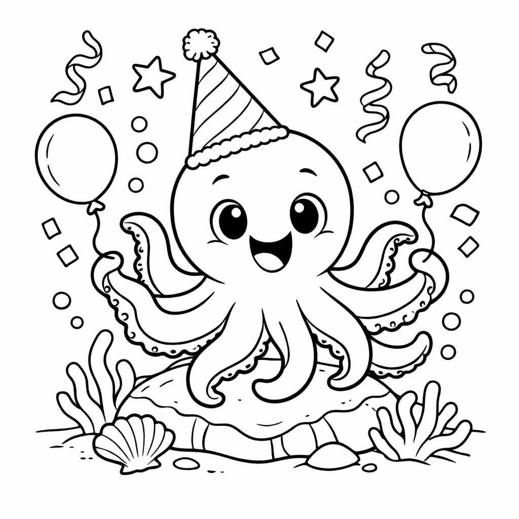 Polvo chapeu festa para colorir para colorir