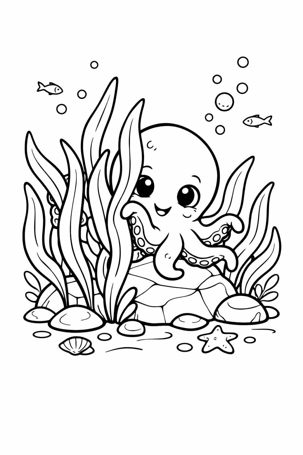 Polvo escondido algas para colorir para colorir