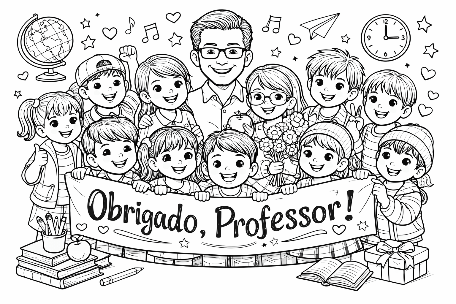 Dia dos professores para colorir para colorir