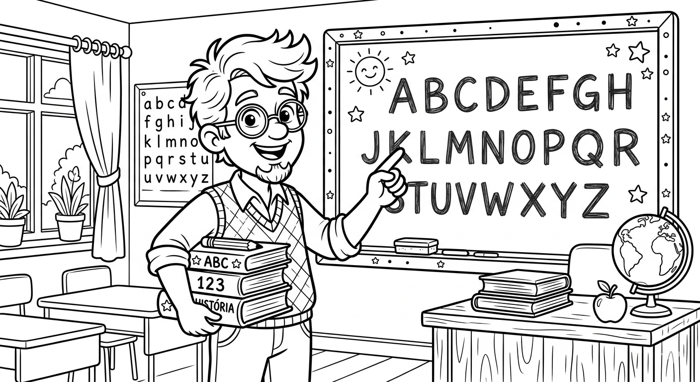 Professor alfabeto para colorir para colorir