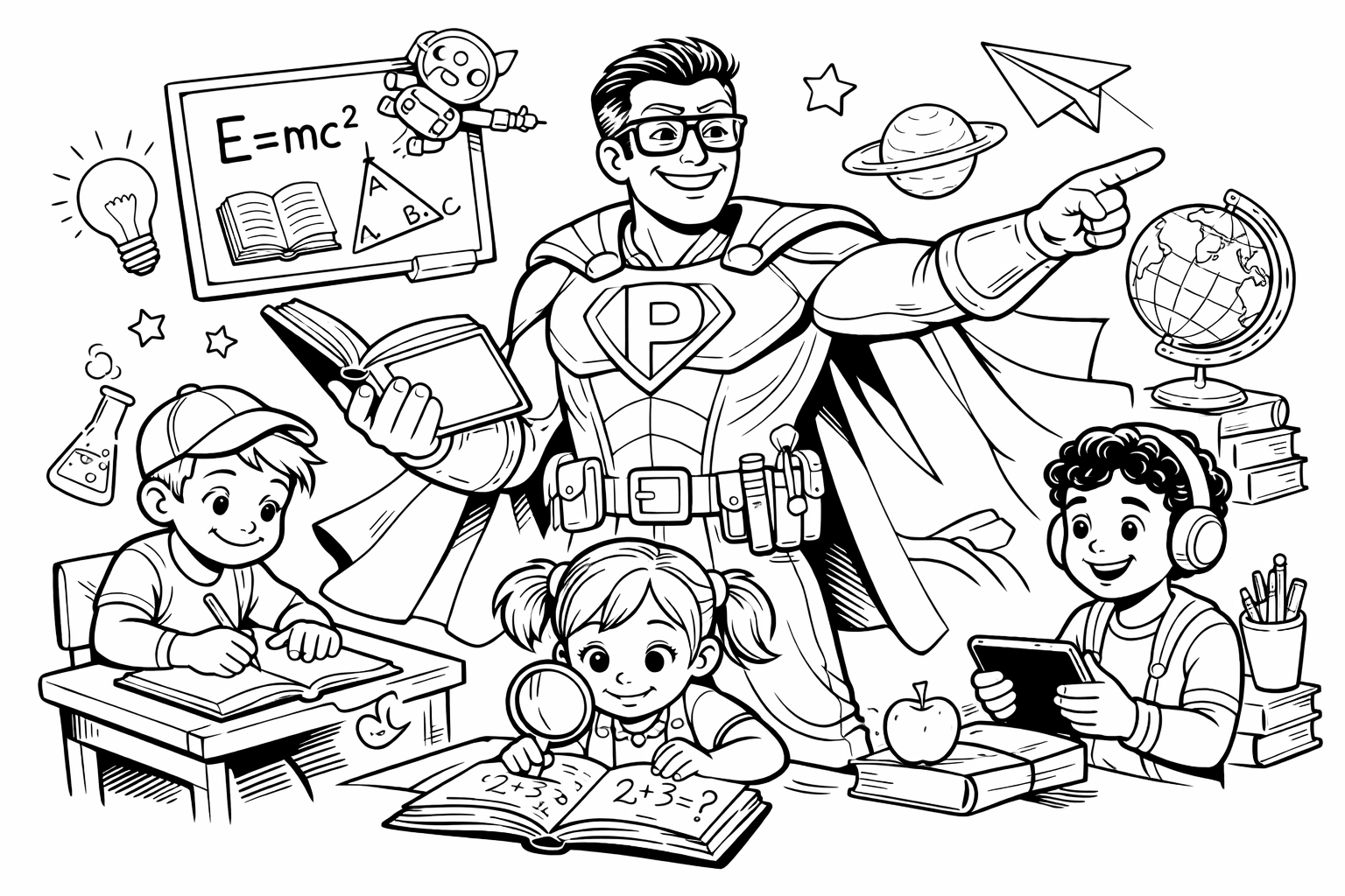 Professor super heroi para colorir para colorir