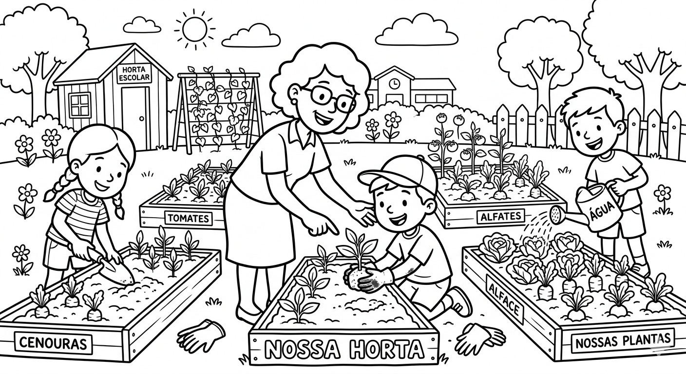 Professora horta para colorir para colorir