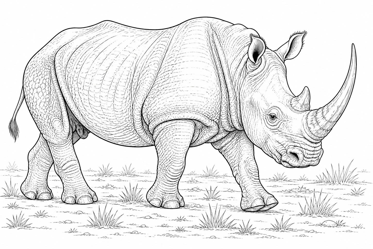 Rinoceronte realista para colorir para colorir