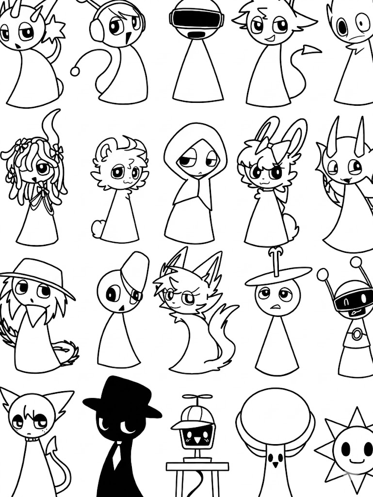 Sprunki todos personagens para colorir para colorir