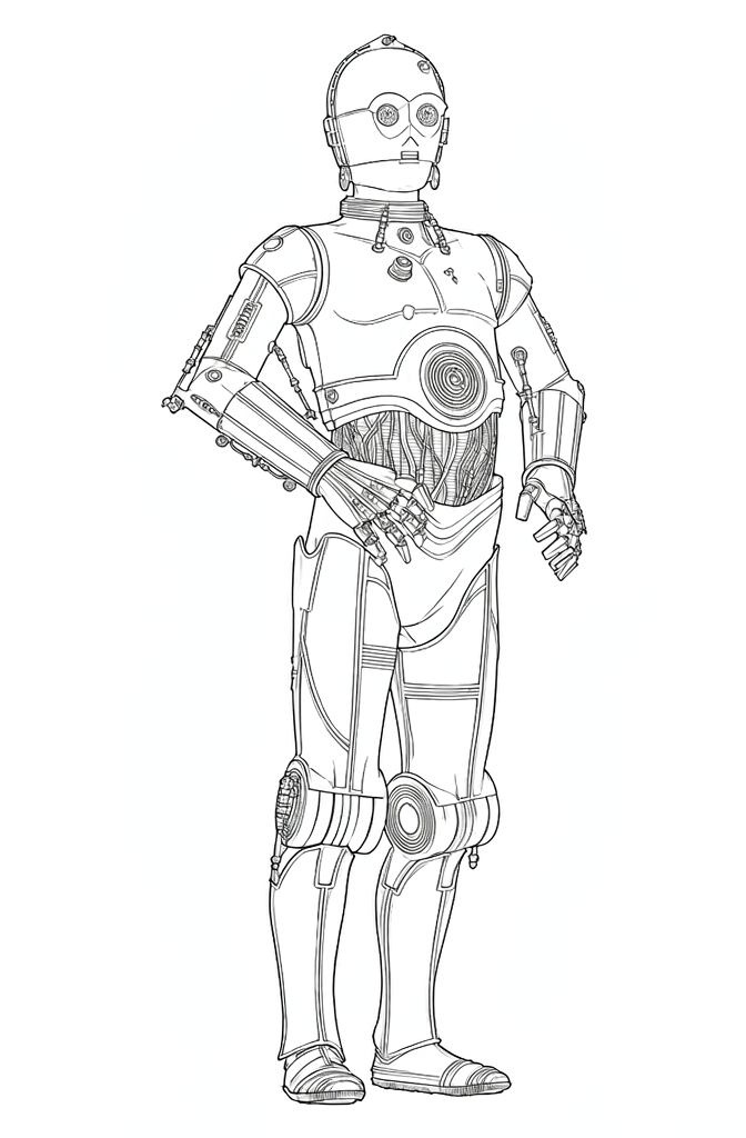 C 3po droide dourado para colorir para colorir