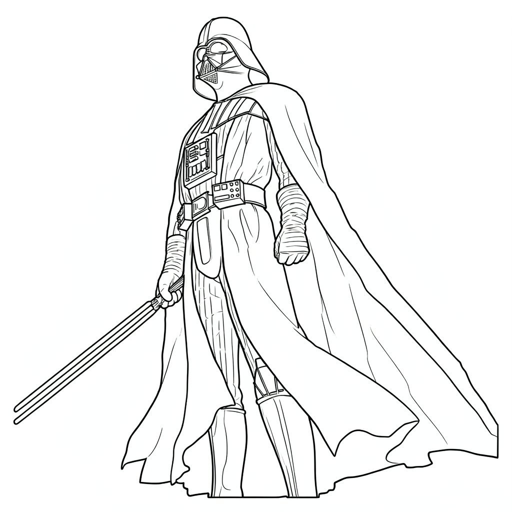 Darth vader com sabre de luz para colorir para colorir