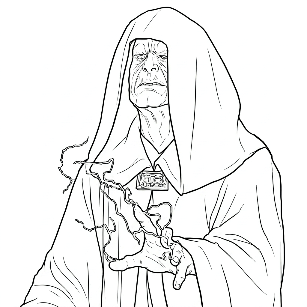 Imperador palpatine com raios para colorir para colorir
