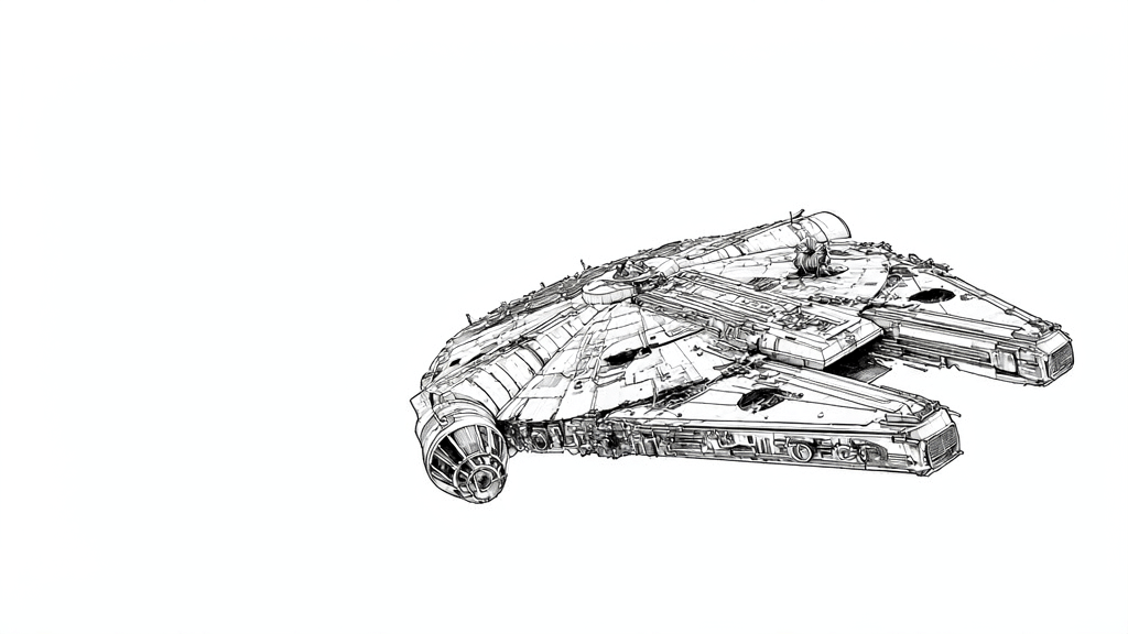 Millennium falcon no espaco para colorir para colorir