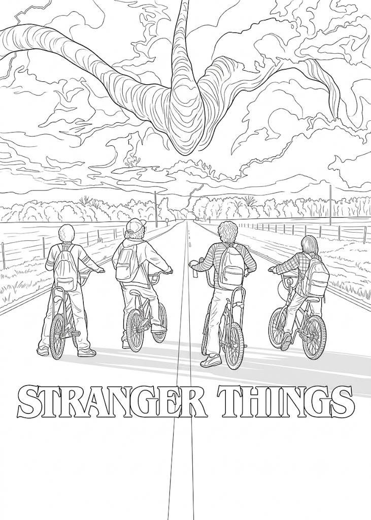 Stranger things bicicleta para colorir para colorir