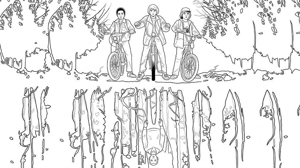 Stranger things mundo invertido para colorir para colorir