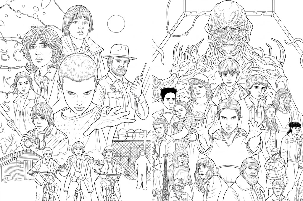Stranger things personagens para colorir para colorir