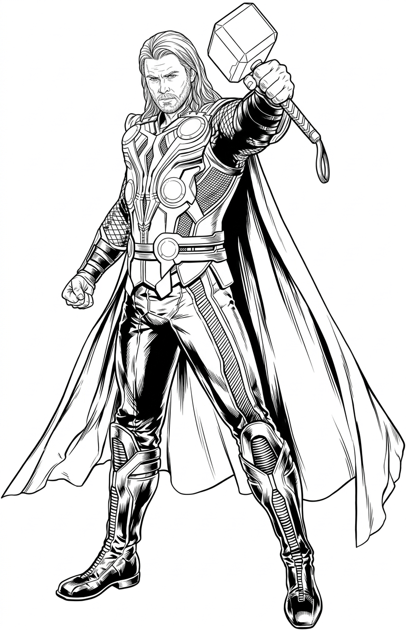 Thor realista para colorir para colorir