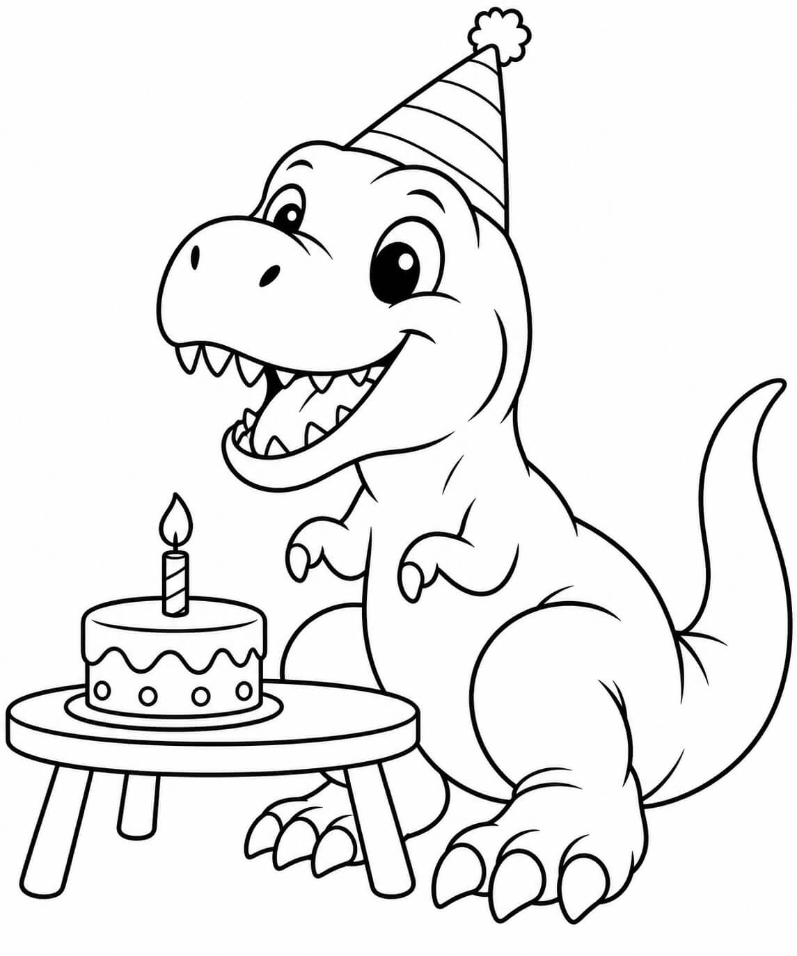 Tiranossauro rex no aniversario para colorir para colorir