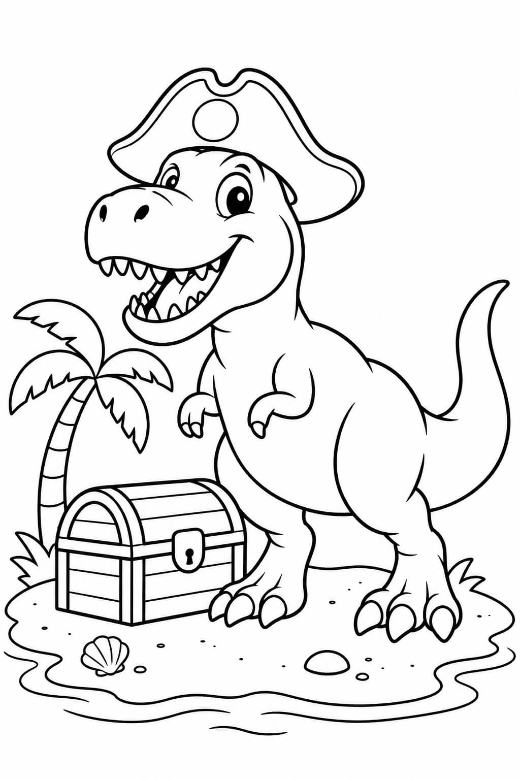 Tiranossauro rex pirata para colorir para colorir