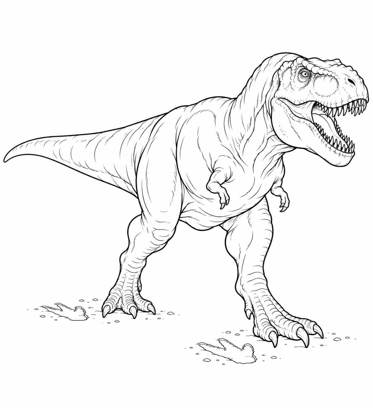 Tiranossauro rex realista em movimento para colorir para colorir