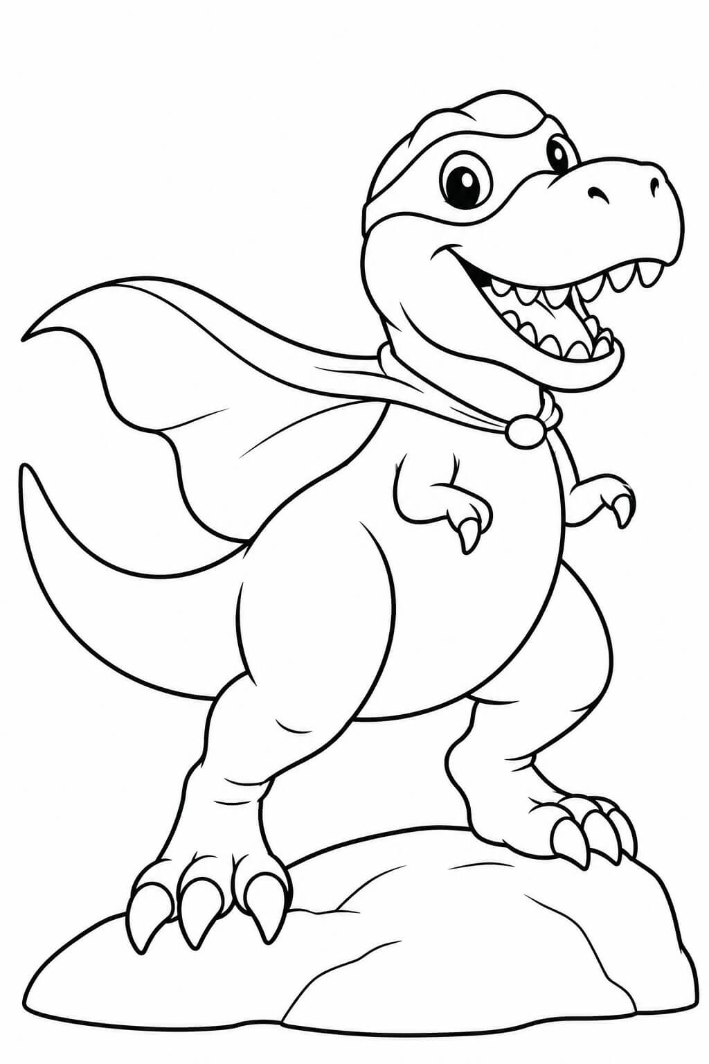 Tiranossauro rex super heroi para colorir para colorir