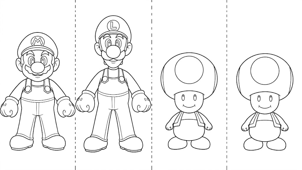 Mario luigi e toad para colorir para colorir