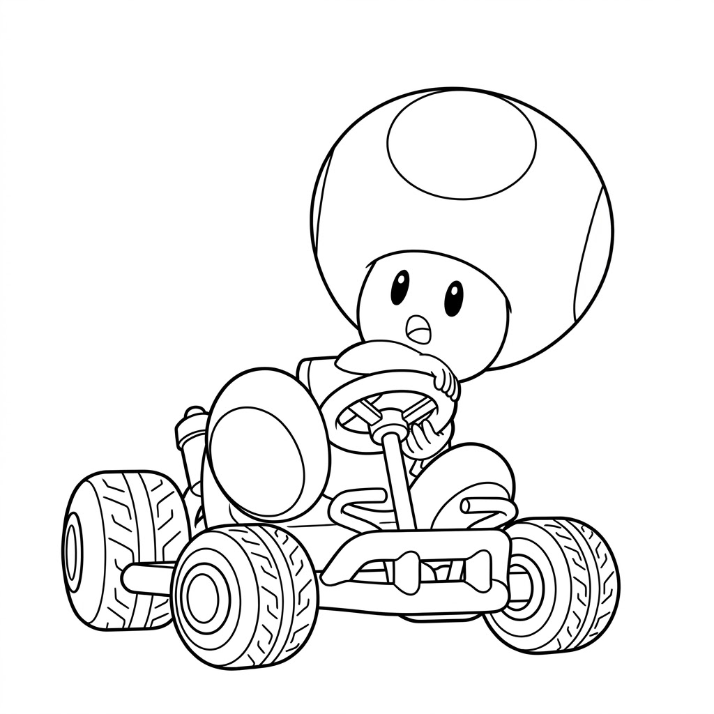 Toad dirigindo mario kart para colorir para colorir