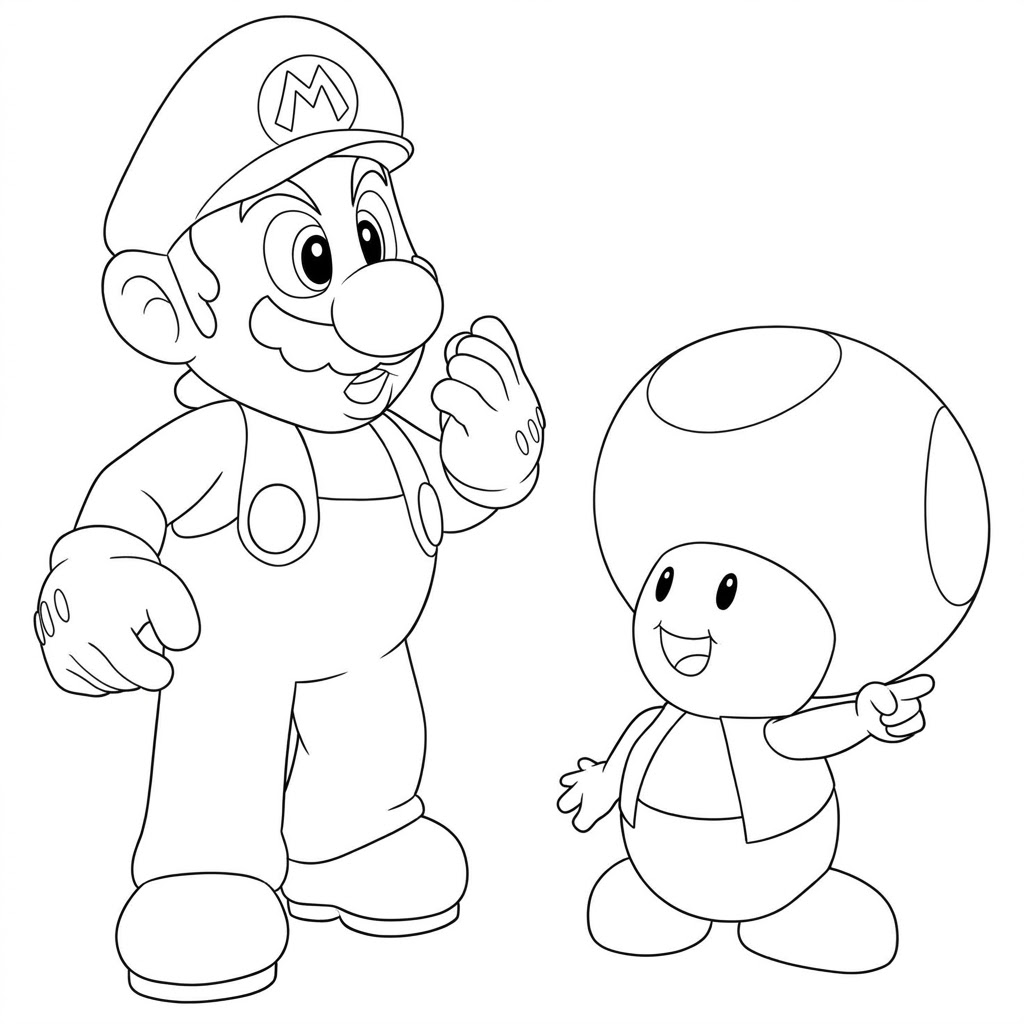 Toad e mario para colorir para colorir