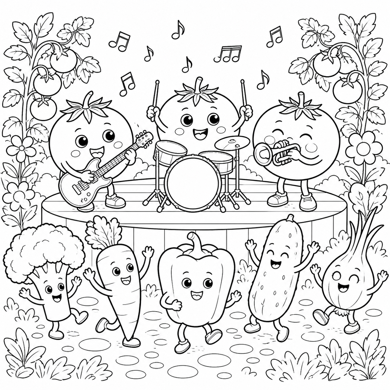 Banda de tomates para colorir para colorir