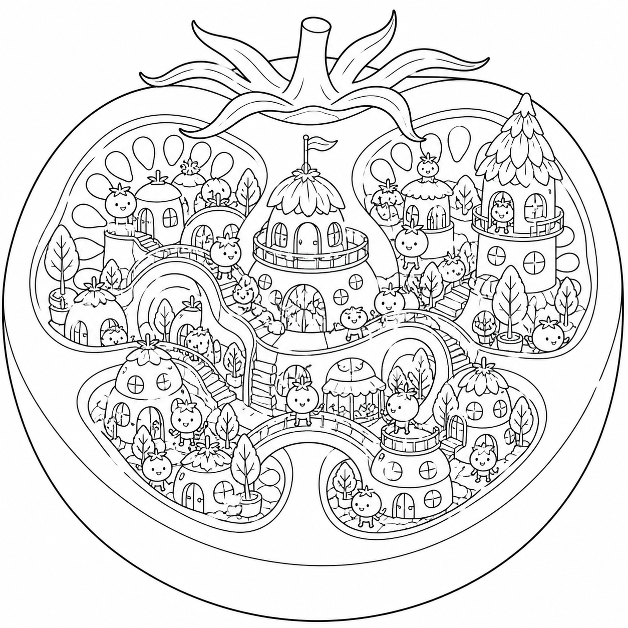 Cidade dos tomates para colorir para colorir