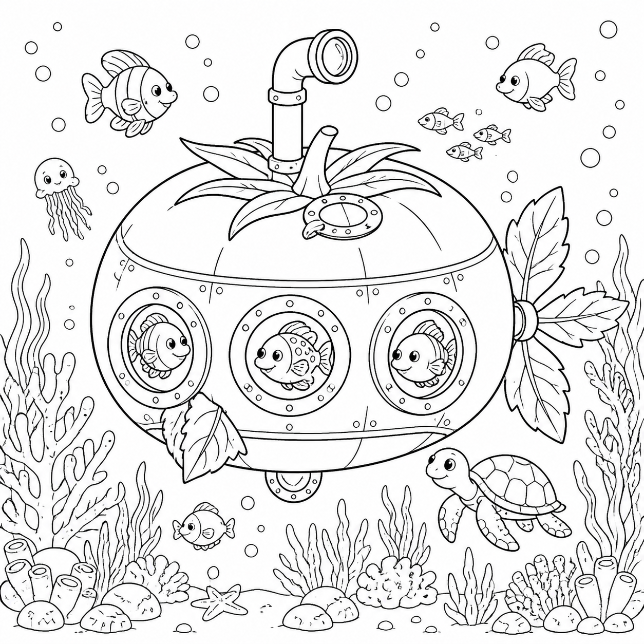 Submarino de tomate para colorir para colorir
