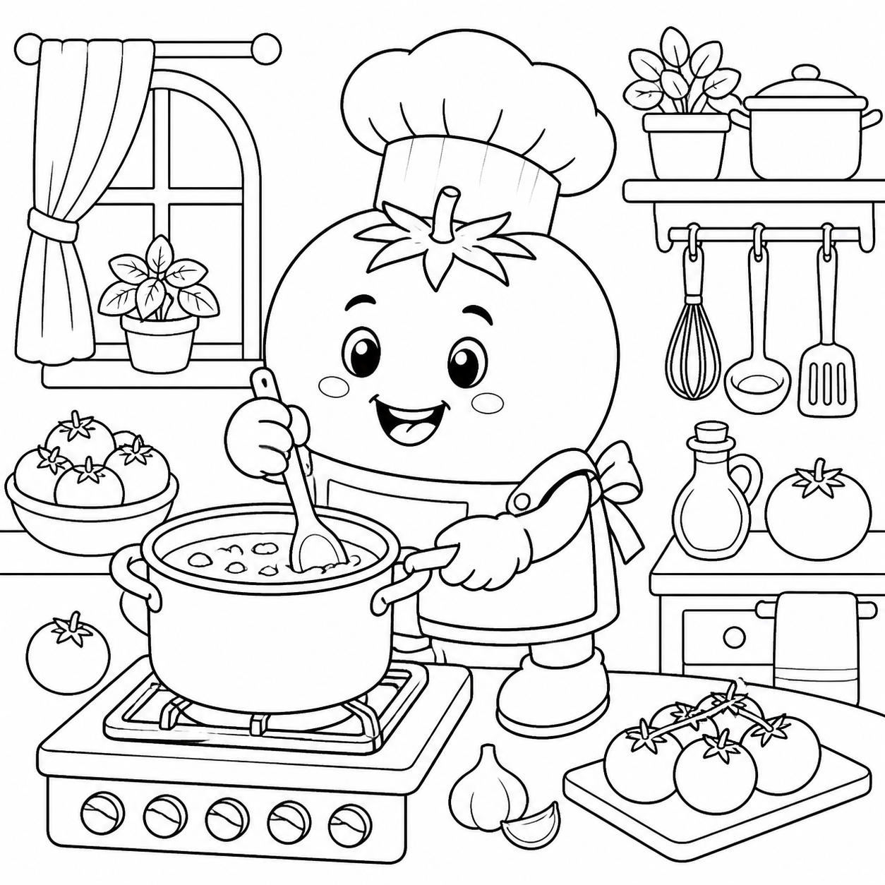 Tomate chef para colorir para colorir