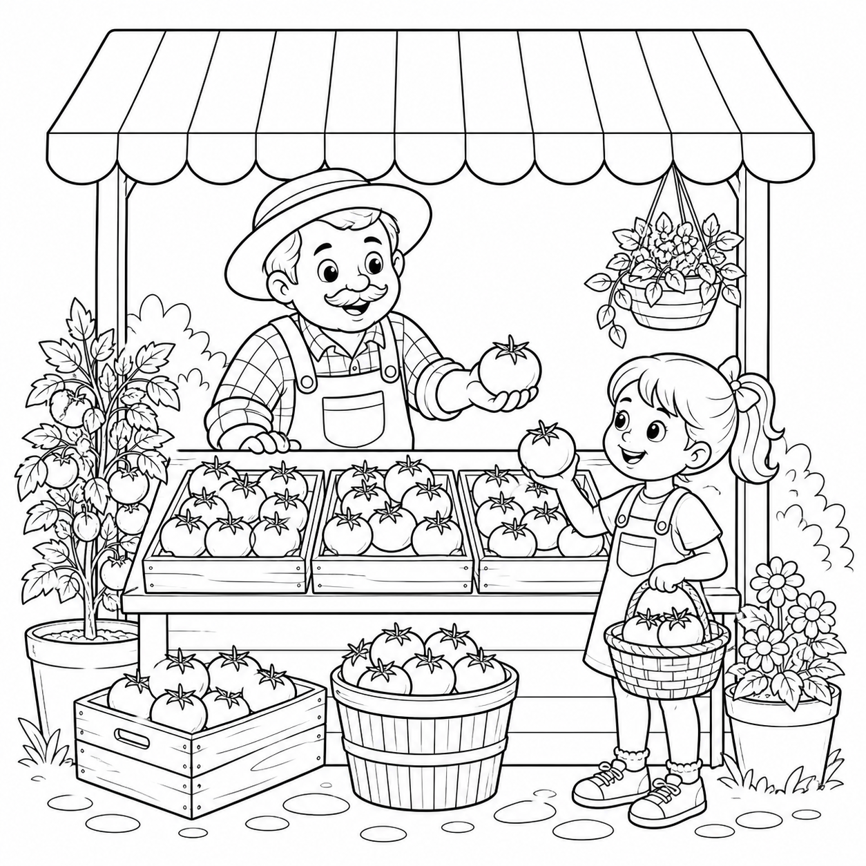 Tomate na feira para colorir para colorir