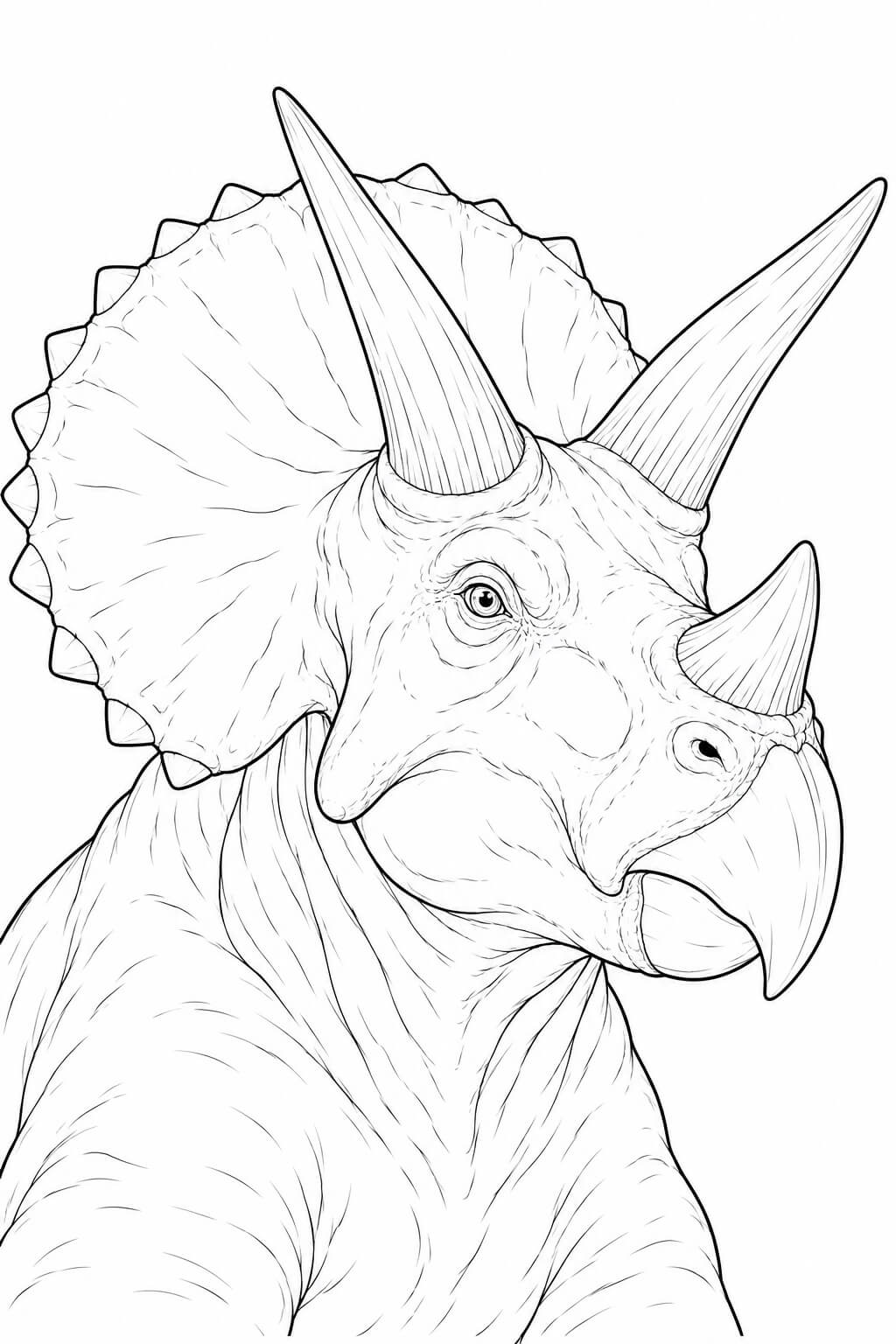 Retrato de triceratops realista para colorir para colorir