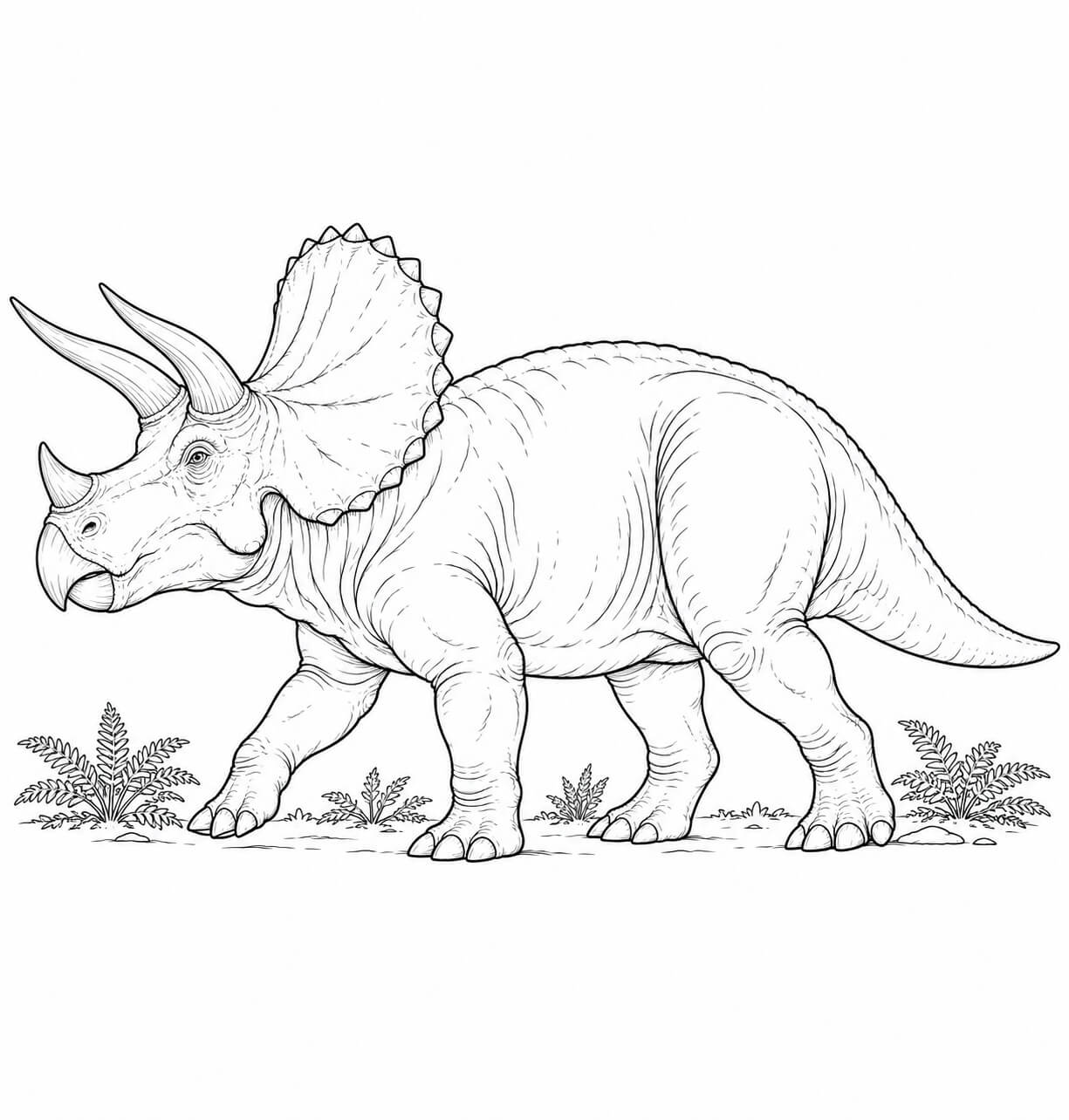 Triceratops realista de perfil para colorir para colorir