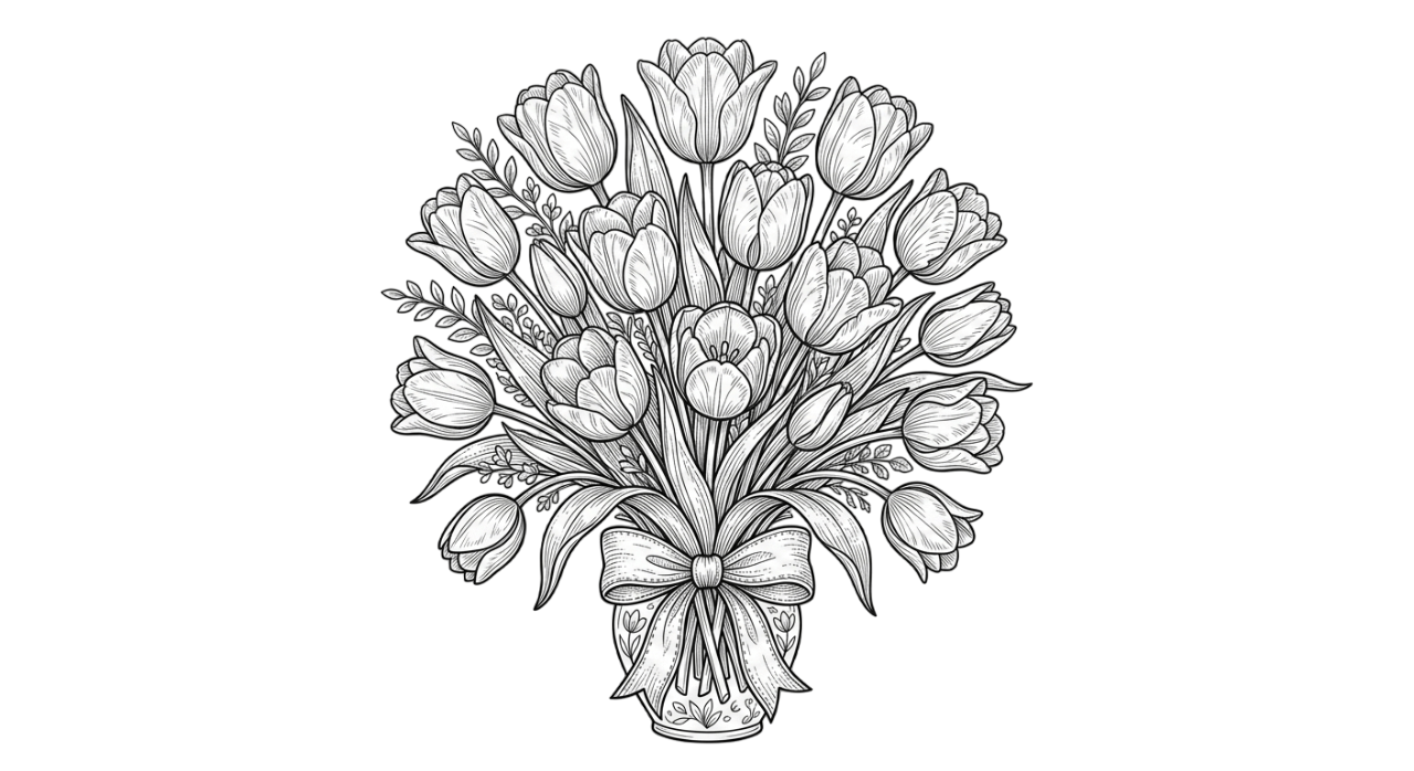 Tulipa buque para colorir para colorir