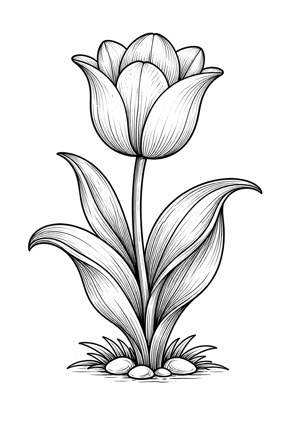 Tulipa detalhada para colorir para colorir