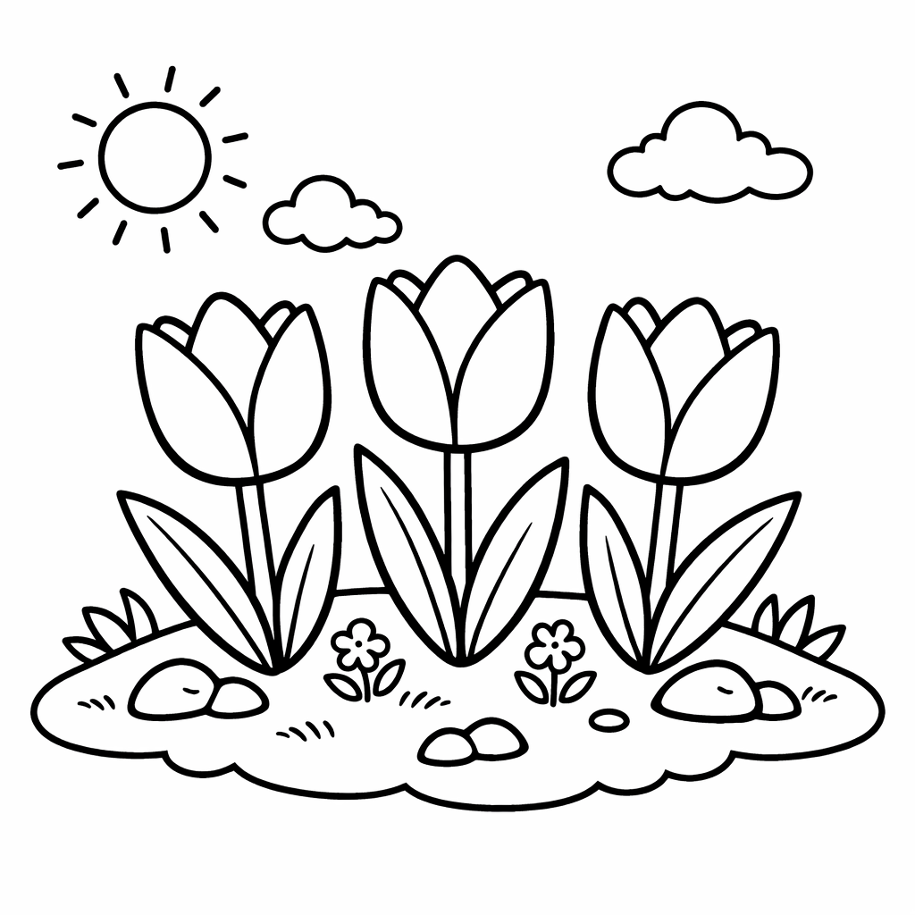 Tulipa jardim para colorir para colorir