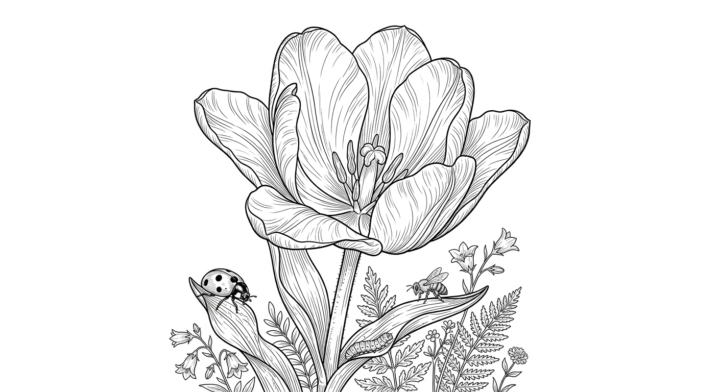 Tulipa joaninha para colorir para colorir